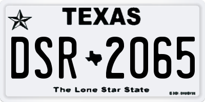 TX license plate DSR2065
