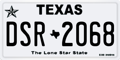 TX license plate DSR2068