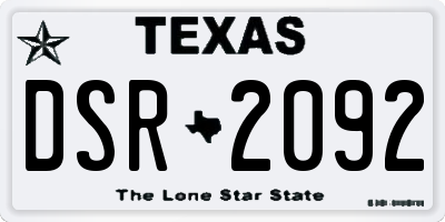 TX license plate DSR2092