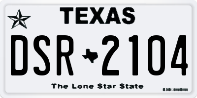 TX license plate DSR2104