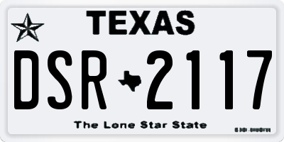 TX license plate DSR2117