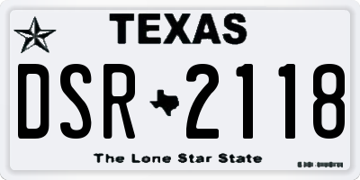 TX license plate DSR2118