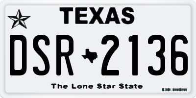 TX license plate DSR2136