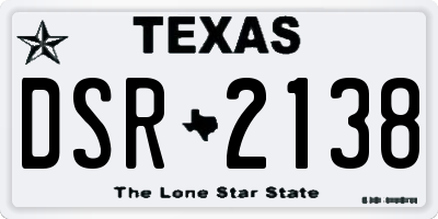 TX license plate DSR2138