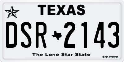 TX license plate DSR2143