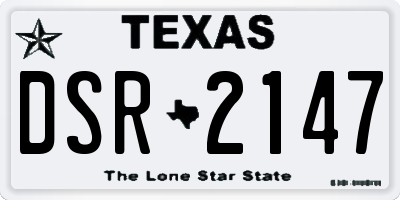 TX license plate DSR2147