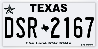 TX license plate DSR2167