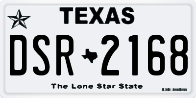 TX license plate DSR2168