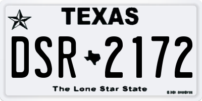 TX license plate DSR2172