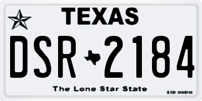 TX license plate DSR2184