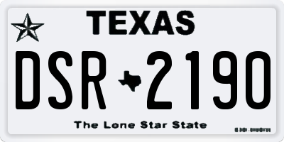 TX license plate DSR2190