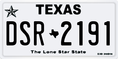 TX license plate DSR2191