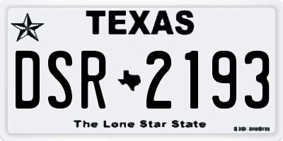 TX license plate DSR2193