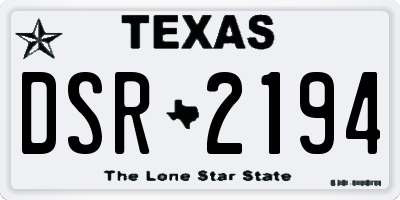 TX license plate DSR2194