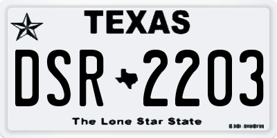 TX license plate DSR2203