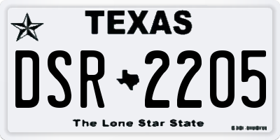 TX license plate DSR2205