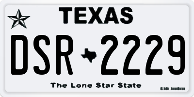 TX license plate DSR2229