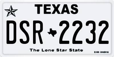 TX license plate DSR2232