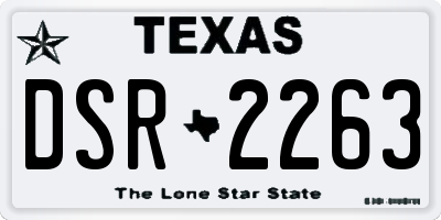 TX license plate DSR2263