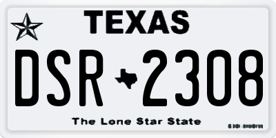 TX license plate DSR2308