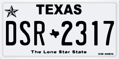 TX license plate DSR2317