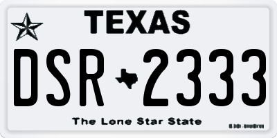 TX license plate DSR2333