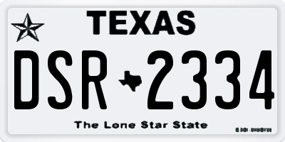 TX license plate DSR2334