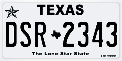 TX license plate DSR2343