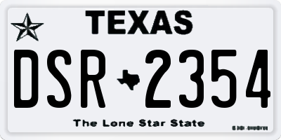 TX license plate DSR2354