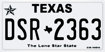 TX license plate DSR2363