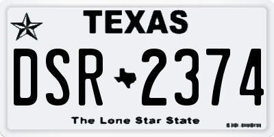 TX license plate DSR2374