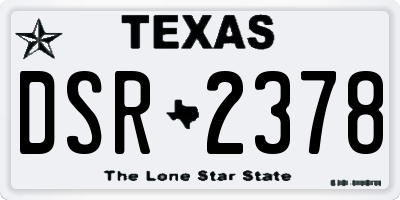 TX license plate DSR2378