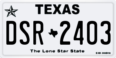 TX license plate DSR2403
