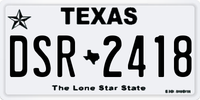 TX license plate DSR2418