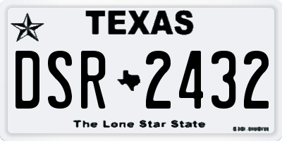 TX license plate DSR2432