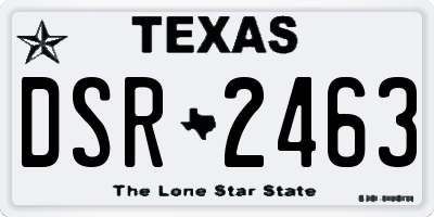 TX license plate DSR2463
