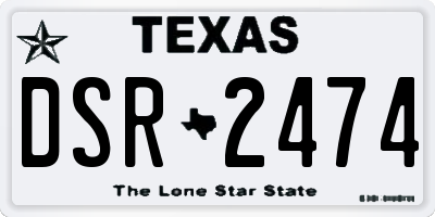 TX license plate DSR2474