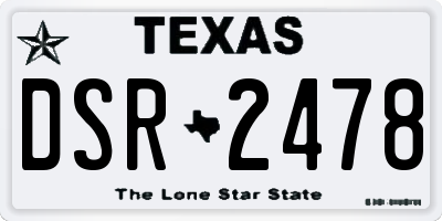 TX license plate DSR2478