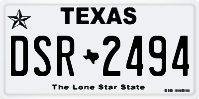 TX license plate DSR2494