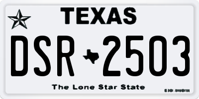 TX license plate DSR2503