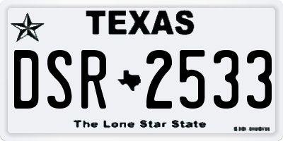 TX license plate DSR2533