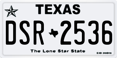 TX license plate DSR2536