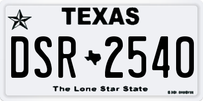 TX license plate DSR2540