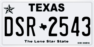 TX license plate DSR2543