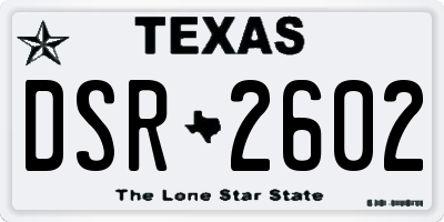 TX license plate DSR2602