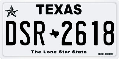 TX license plate DSR2618