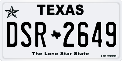 TX license plate DSR2649