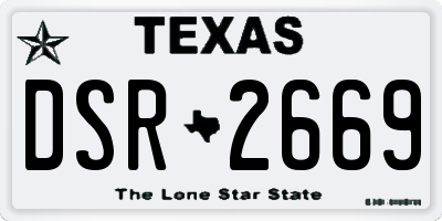 TX license plate DSR2669