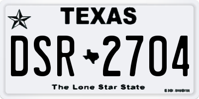 TX license plate DSR2704
