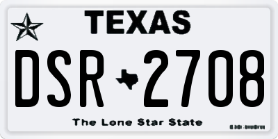 TX license plate DSR2708